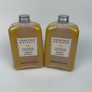 2x Crabtree & Evelyn Caramelized Fig & Brown Sugar Bubble Bath 22 oz each